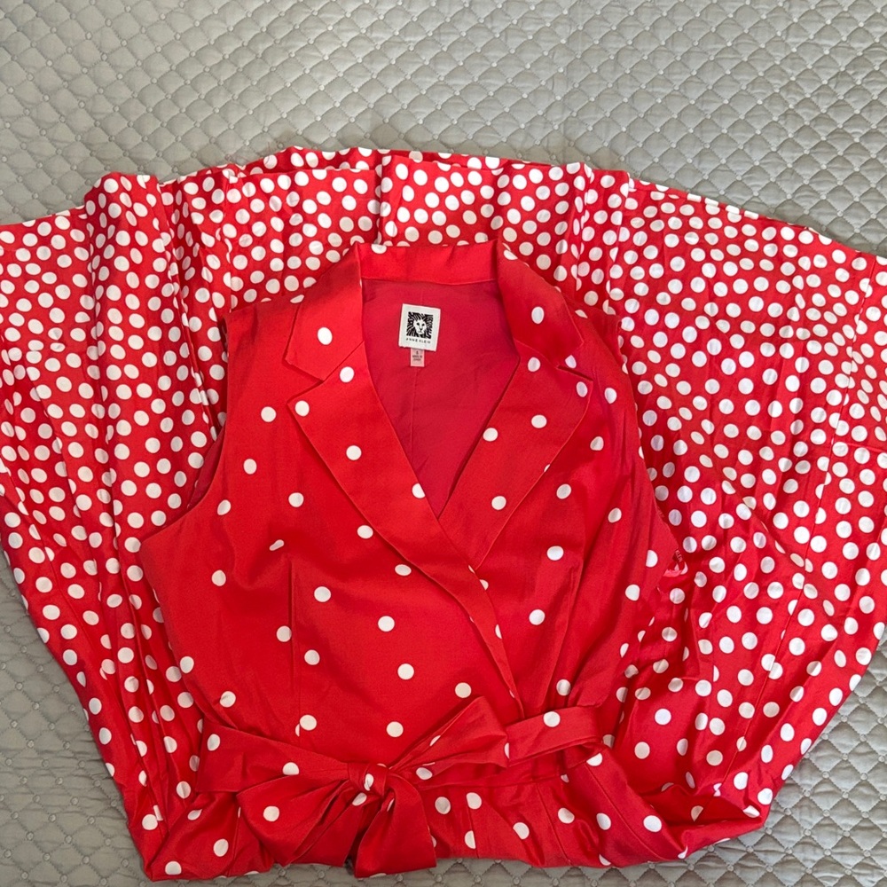 Anne Klein Red and White Polka Dot Dress